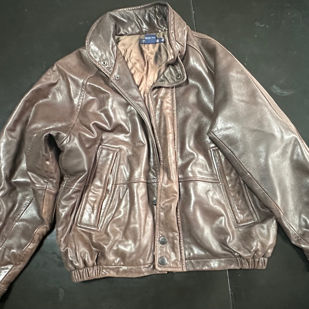 Nautica Men’s Leather Bomber